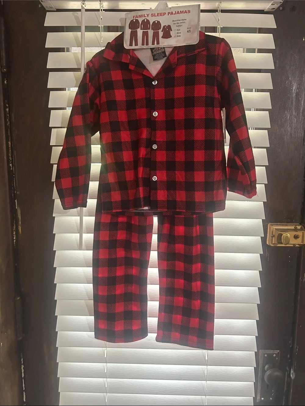 Red and Black Buffalo Plaid Kids Pajama Set -